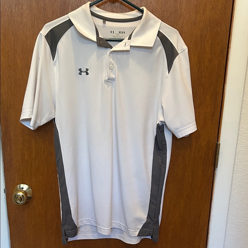 Collared Under Armour Men's Polo in White and Gray - M